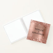 Glittery Roos Gold Foil Bride & Groom Weddenschap Notitieboek (Binnen)