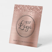Glittery Roos Gold Foil Business Logo Reclamebord Met Voetstuk (Voorkant)