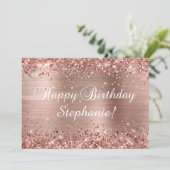 Glittery Roos Gold Foil Classic Happy Birthday Kaart (Staand voorkant)