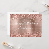 Glittery Roos Gold Foil Classic Happy Birthday Kaart (Voorkant / Achterkant in situ)