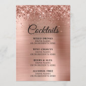 Glittery Roos Gold Foil Cocktails Bar Menu (Voorkant)
