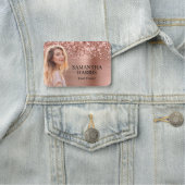 Glittery Roos Gold Foil Cutout Foto Naamplaatje (In situ)