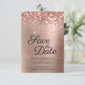 Glittery Roos Gold Foil Elegant Calligrafie Save The Date (Staand voorkant)