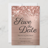 Glittery Roos Gold Foil Elegant Calligrafie Save The Date (Voorkant)