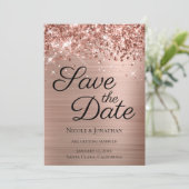 Glittery Roos Gold Foil Elegant Calligrafie Save The Date (Staand voorkant)