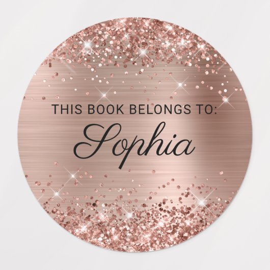 Glittery Roos Gold Foil Elegant Calligraphy Book Labels (Design 2)