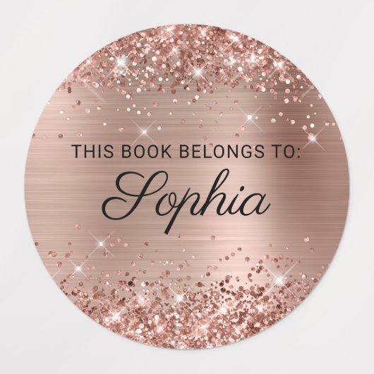 Glittery Roos Gold Foil Elegant Calligraphy Book Labels (Design 1)