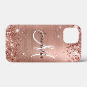 Glittery Roos Gold Foil Elegant Monogram Case-Mate iPhone Case (Achterkant (horizontaal))