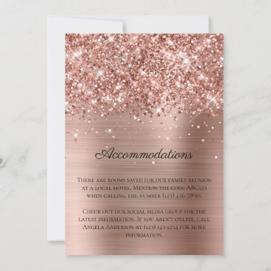 Glittery Roos Gold Foil Family Reunion Save The Date (Achterkant)