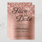 Glittery Roos Gold Foil Family Reunion Save The Date (Voorkant / Achterkant)