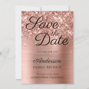 Glittery Roos Gold Foil Family Reunion Save The Date