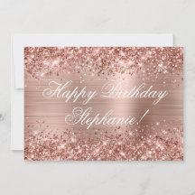 Glittery Roos Gold Foil Fancy Happy Birthday