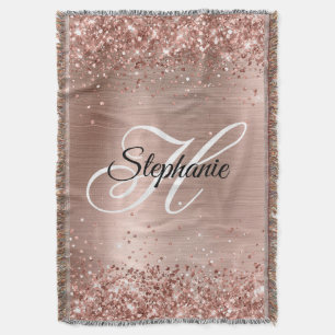 Glittery Roos Gold Foil Fancy Monogram Deken