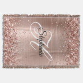Glittery Roos Gold Foil Fancy Monogram Deken (Voorkant)