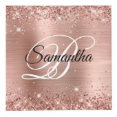 Glittery Roos Gold Foil Fancy Monogram Kubus (Voorkant)