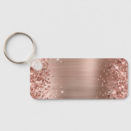 Glittery Roos Gold Foil Fancy Monogram Sleutelhanger (Achterkant)