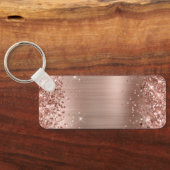 Glittery Roos Gold Foil Fancy Monogram Sleutelhanger (Achterkant)