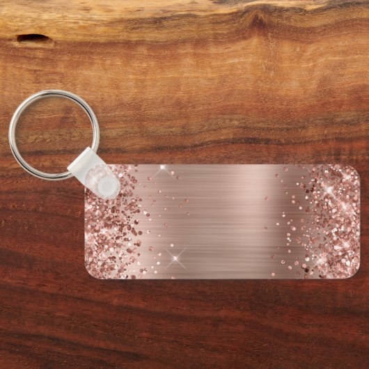 Glittery Roos Gold Foil Fancy Monogram Sleutelhanger (Achterkant)