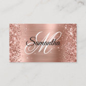 Glittery Roos Gold Foil Fancy Monogram Visitekaartje (Voorkant)