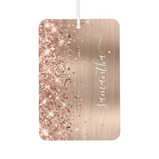 Glittery Roos Gold Foil Girly Handtekening Foto Luchtverfrisser (Voorkant)