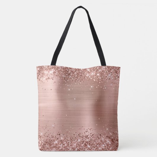 Glittery Roos Gold Foil Girly Monogramed Tote Bag (Achterkant)