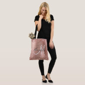 Glittery Roos Gold Foil Girly Monogramed Tote Bag (Op model)