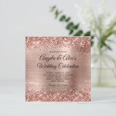 Glittery Roos Gold Foil Glam Weddenschap Kaart (Staand voorkant)