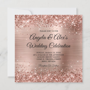 Glittery Roos Gold Foil Glam Weddenschap Kaart