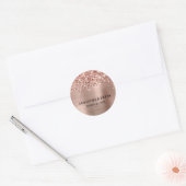 Glittery Roos Gold Foil Glam Weddenschap Ronde Sticker (Envelop)