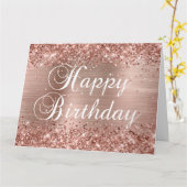 Glittery Roos Gold Foil Happy Birthday Kaart (Gele Bloem)