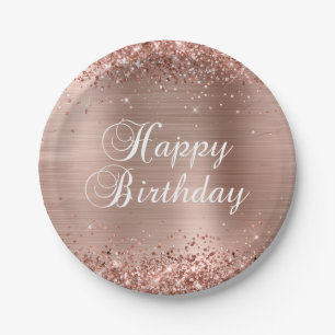 Glittery Roos Gold Foil Happy Birthday Papieren Bordje