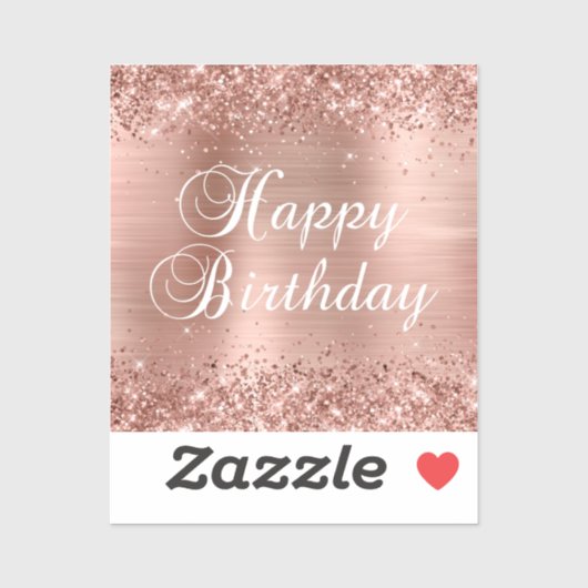 Glittery Roos Gold Foil Happy Birthday Sticker (Vel)