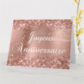 Glittery Roos Gold Foil Joyeux Anniversaire Kaart (Gele Bloem)