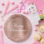 Glittery Roos Gold Foil Merry kerst Papieren Bordje (Feest)