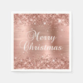 Glittery Roos Gold Foil Merry kerst Servet (Voorkant)