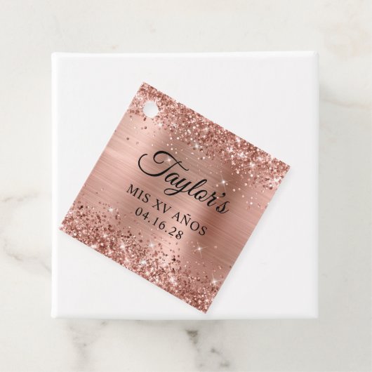 Glittery Roos Gold Foil Mis XV Años Bedankjes Labels (In situ)
