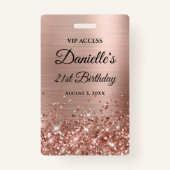 Glittery Roos Gold Foil Modern 21st Birthday Badge (Voorkant)