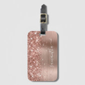 Glittery Roos Gold Foil Modern Girly Signature Bagagelabel (Voorkant (verticaal))