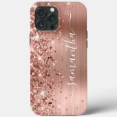 Glittery Roos Gold Foil Modern Girly Signature Case-Mate iPhone Case (Achterkant)