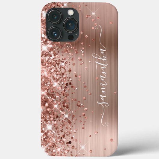 Glittery Roos Gold Foil Modern Girly Signature Case-Mate iPhone Case (Achterkant)