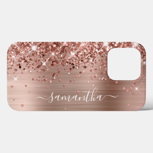 Glittery Roos Gold Foil Modern Girly Signature Case-Mate iPhone Case (Achterkant (horizontaal))
