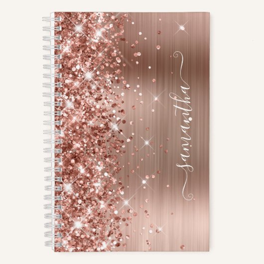 Glittery Roos Gold Foil Modern Girly Signature Notitieboek (Voorkant)
