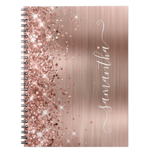 Glittery Roos Gold Foil Modern Girly Signature Notitieboek (Voorkant)