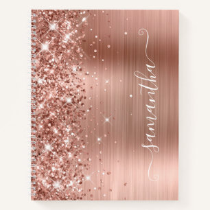 Glittery Roos Gold Foil Modern Girly Signature Notitieboek