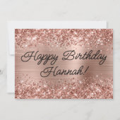 Glittery Roos Gold Foil Modern Happy Birthday Kaart (Voorkant)