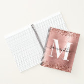 Glittery Roos Gold Foil Modern Signature Monogram Notitieboek (Binnen)