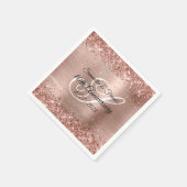 Glittery Roos Gold Foil Monogram 10e Jubileum Servet (Hoek)