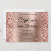 Glittery Roos Gold Foil Monogram 50e verjaardag Kaart (Voorkant)