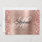 Glittery Roos Gold Foil Monogram 50e verjaardag Kaart (Achterkant)