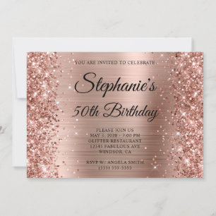Glittery Roos Gold Foil Monogram 50e verjaardag Kaart